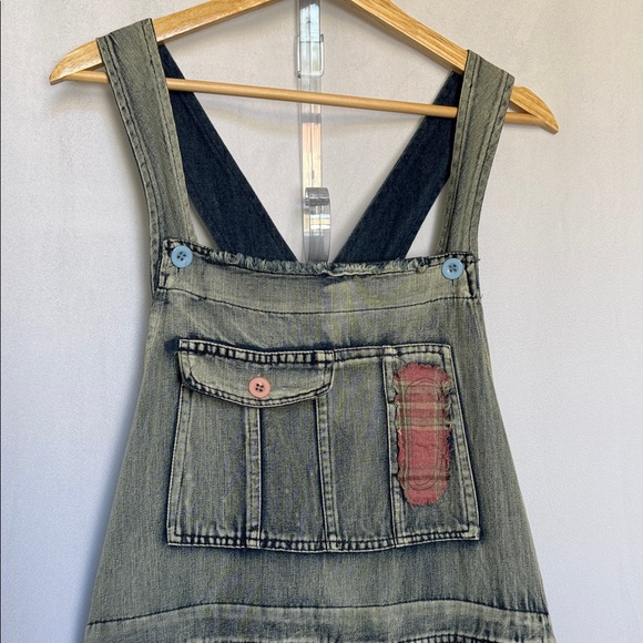 NWT Blue Velvet Wildflower Roads Embroidered Denim Overalls Size L Boho Vintage - Picture 3 of 16